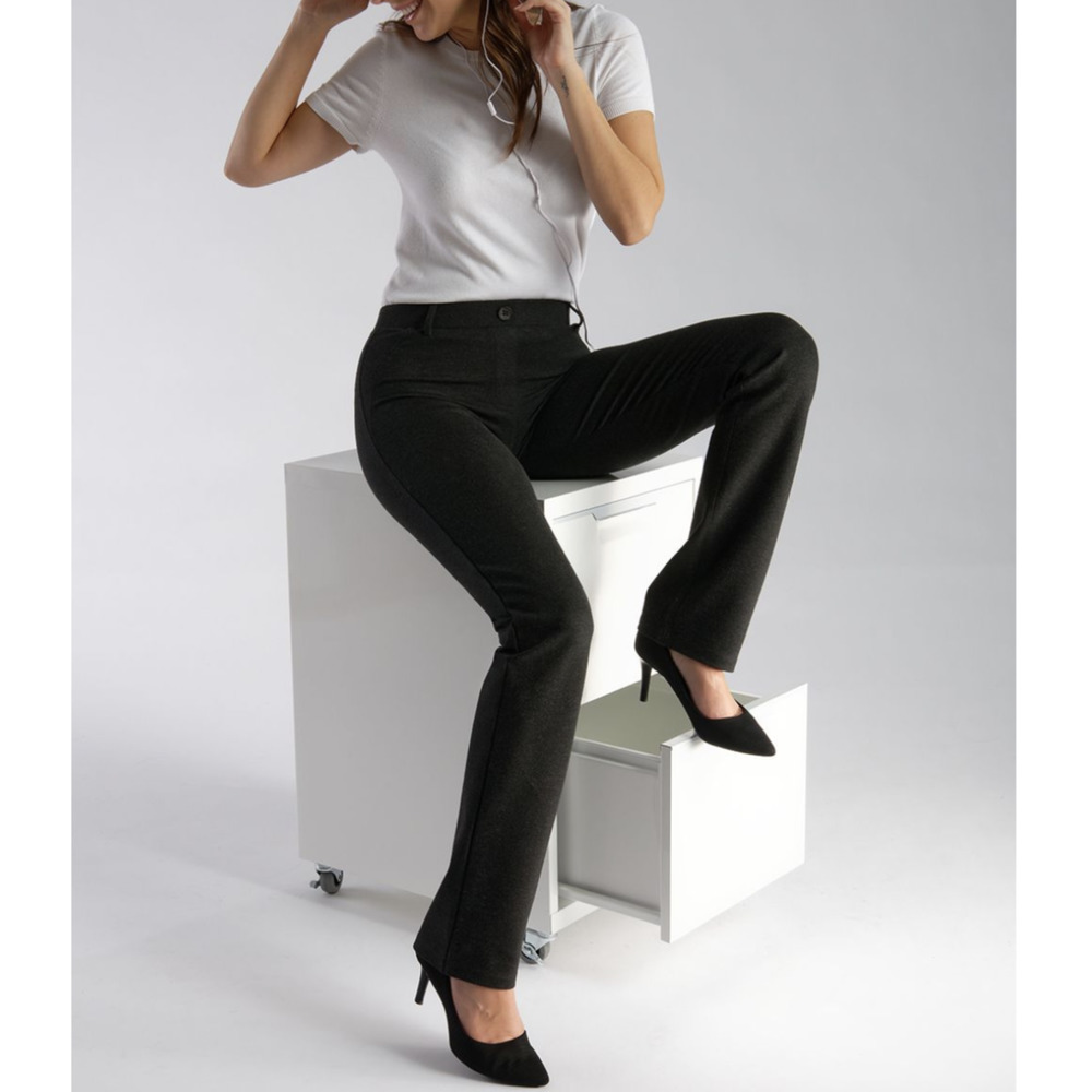BETABRAND Dress Pant Yoga Pants in Charcoal, M Petite / Short